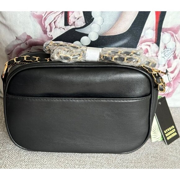 BADGLEY MISCHKA Quilted Studded Logo Chain Camera Bag NWT - Picture 6 of 11